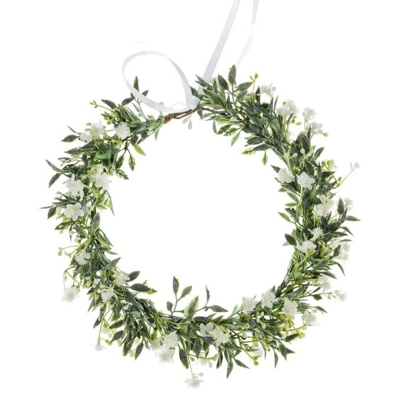 White Baby's Breath Flower Crown Eucalyptus Wedding Headpiece for Bridesmaids - Picture 2 of 3